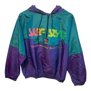 Vintage 90’s Colorful Surf Style Windbreaker One Size Purple Blue